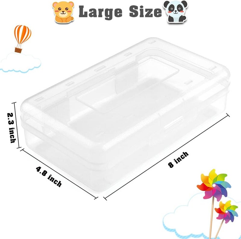 BOEIAC Pencil Case, Pencil Box, Clear Pencil Case, 3 Pack Plastic Pencil Case, Large Capacity Pencil Case, Crayon Box with Snap-tight Lid Stackable Design, Plastic Storage Box for School Office Supplies - Image 2